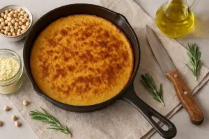 Ricetta facile della farinata di ceci: Ottieni la crosticina dorata senza forni professionali