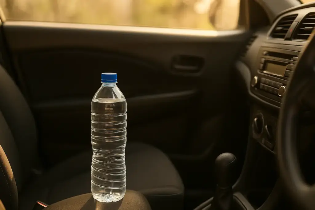 Perché le bottiglie d’acqua lasciate in auto d’estate sono un rischio vero
