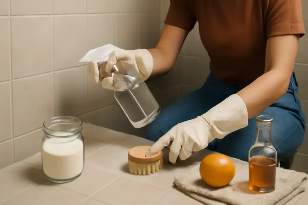 Pulire il bagno con prodotti naturali: la sequenza che non rovina le fughe