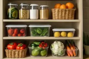 Dispensa organizzata per cibi freschi: l’ordine che allunga la conservazione