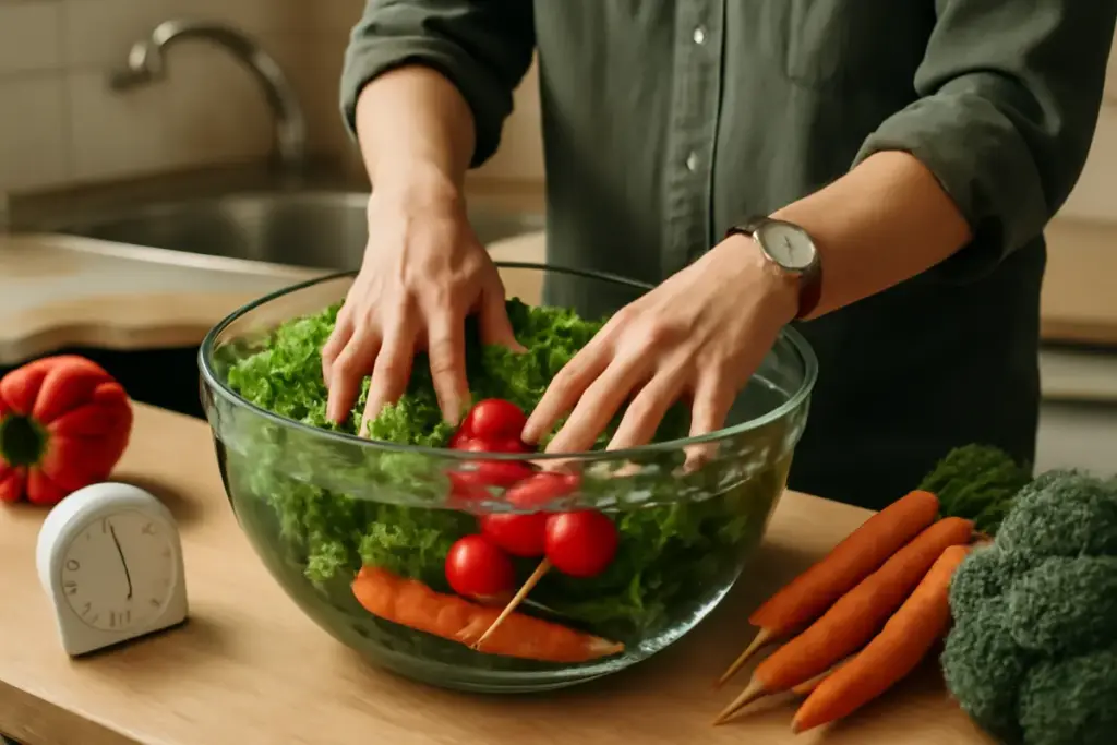 Immergere le verdure in acqua fredda: quanto tempo serve per pulirle bene